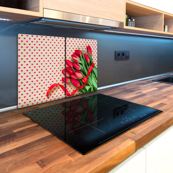 Glass chopping board Heart tulips