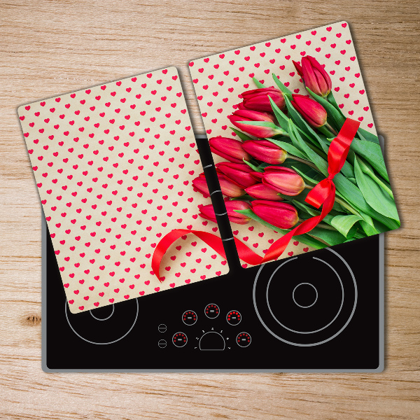 Glass chopping board Heart tulips