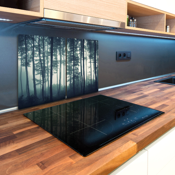 Chopping board glass Forest in the fog