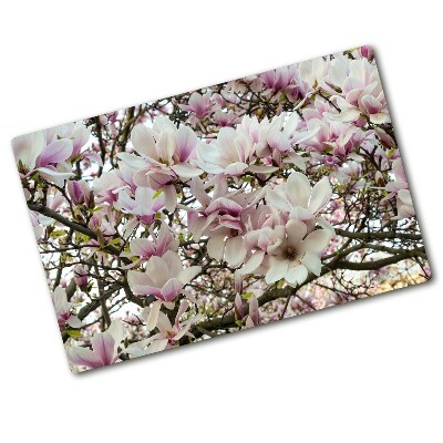 Chopping board glass Magnolia flowers