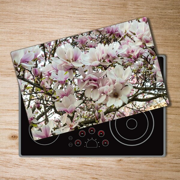 Chopping board glass Magnolia flowers