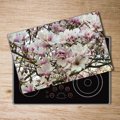 Chopping board glass Magnolia flowers