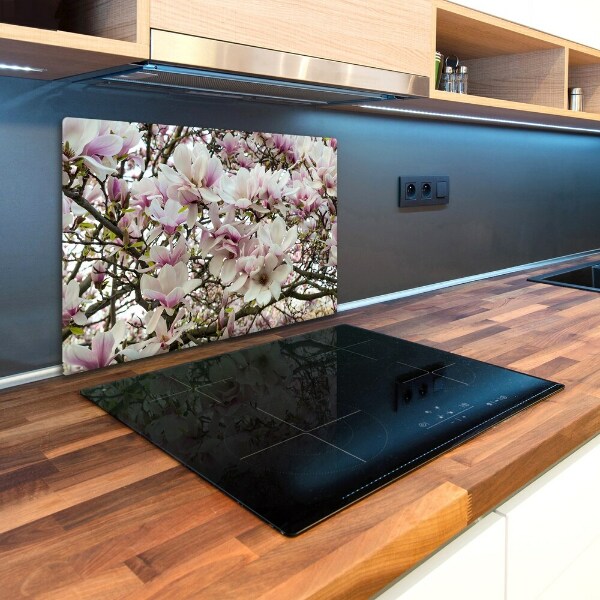 Chopping board glass Magnolia flowers