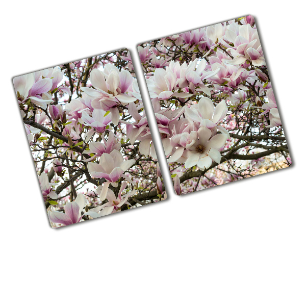 Chopping board glass Magnolia flowers