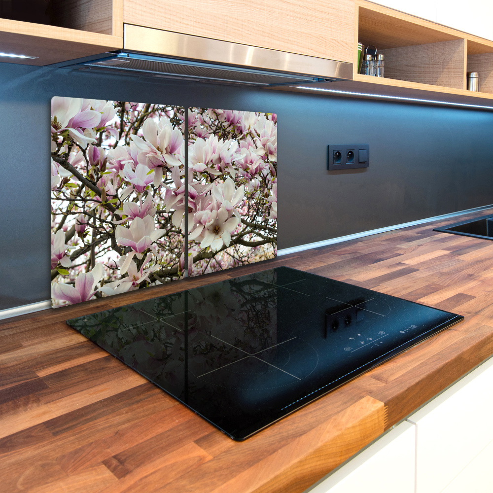 Chopping board glass Magnolia flowers