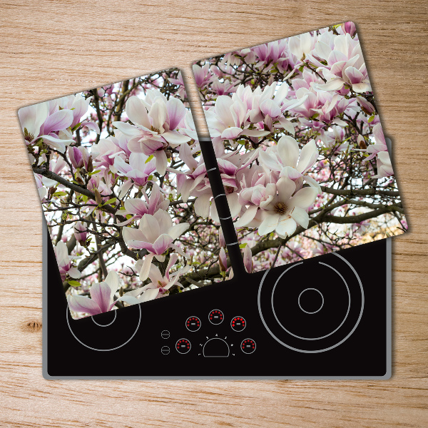 Chopping board glass Magnolia flowers