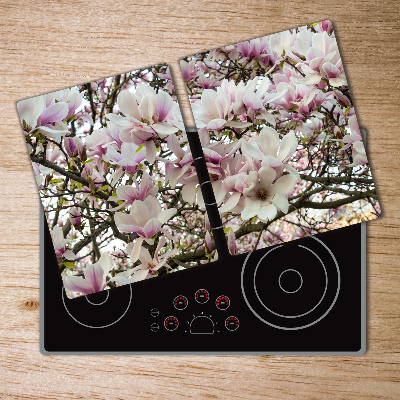 Chopping board glass Magnolia flowers