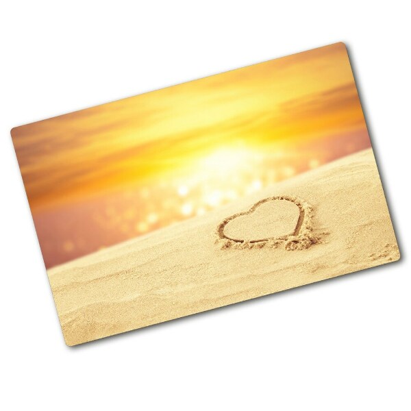 Chopping board glass Heart in the sand