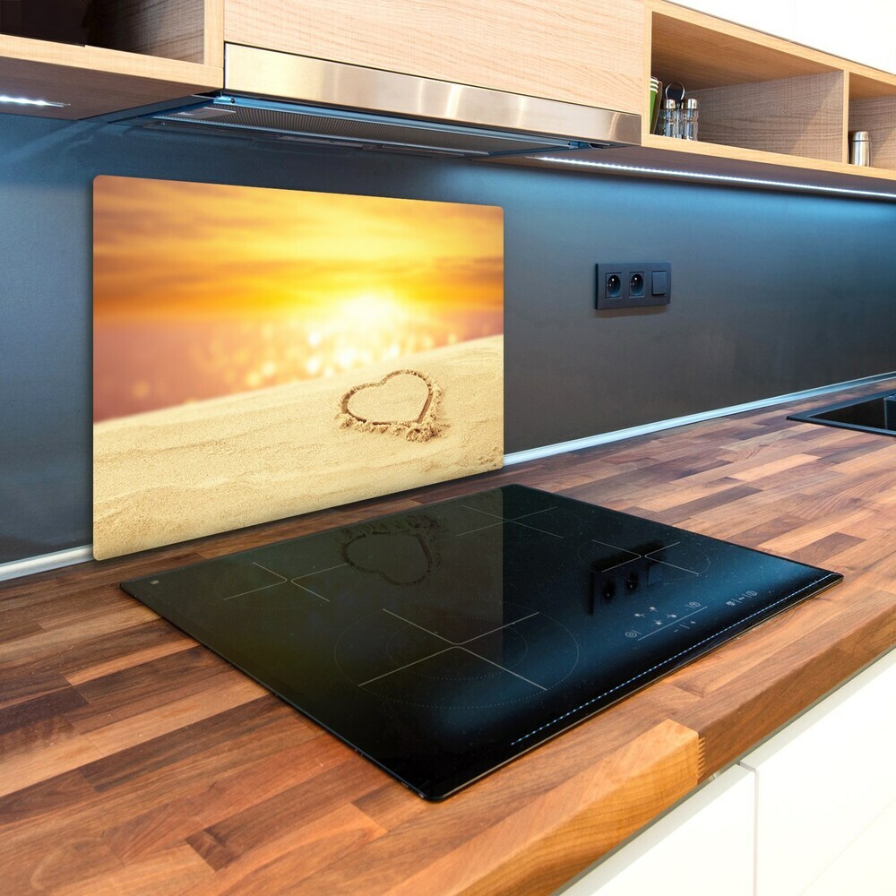 Chopping board glass Heart in the sand