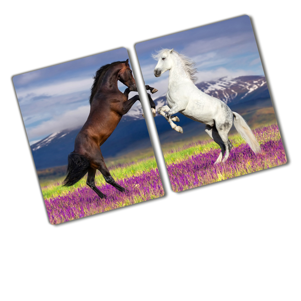 Chopping board Fighting horses mountains