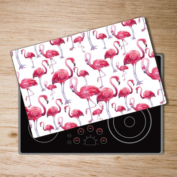 Chopping board glass Flamingos