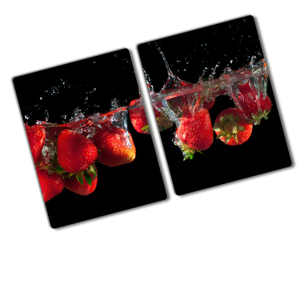 Chopping board glass Strawberries under water