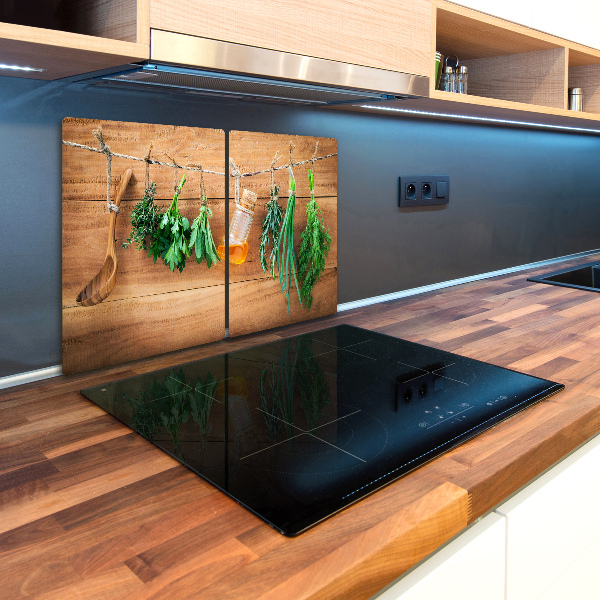 Chopping board glass Herbs on a string