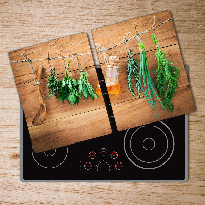 Chopping board glass Herbs on a string