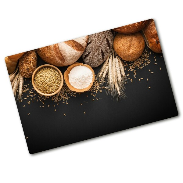 Chopping board glass Bread and wheat