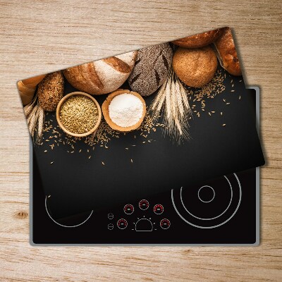 Chopping board glass Bread and wheat