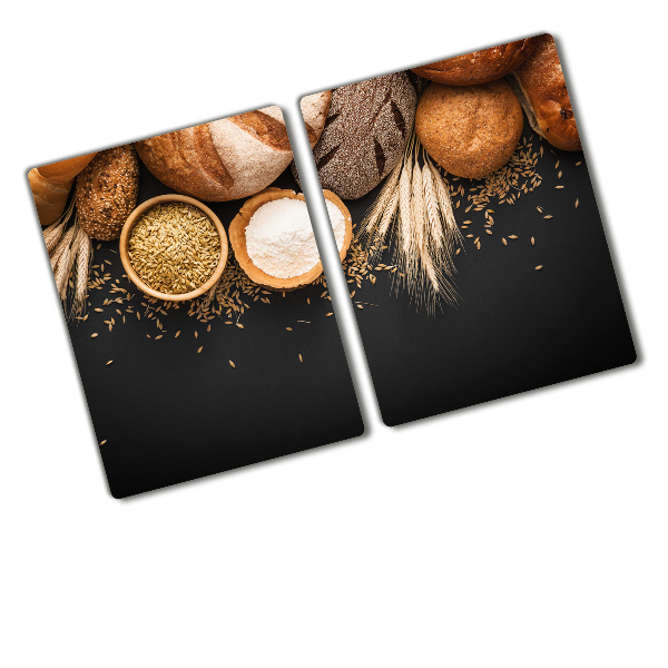 Chopping board glass Bread and wheat