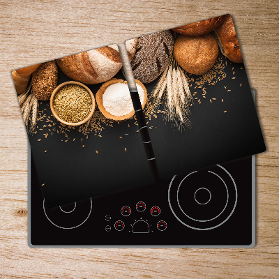 Chopping board glass Bread and wheat