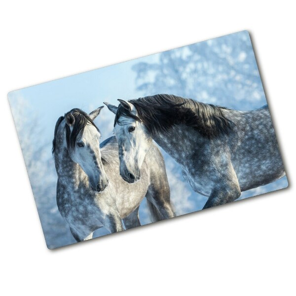 Cutting board Gray horses in winter