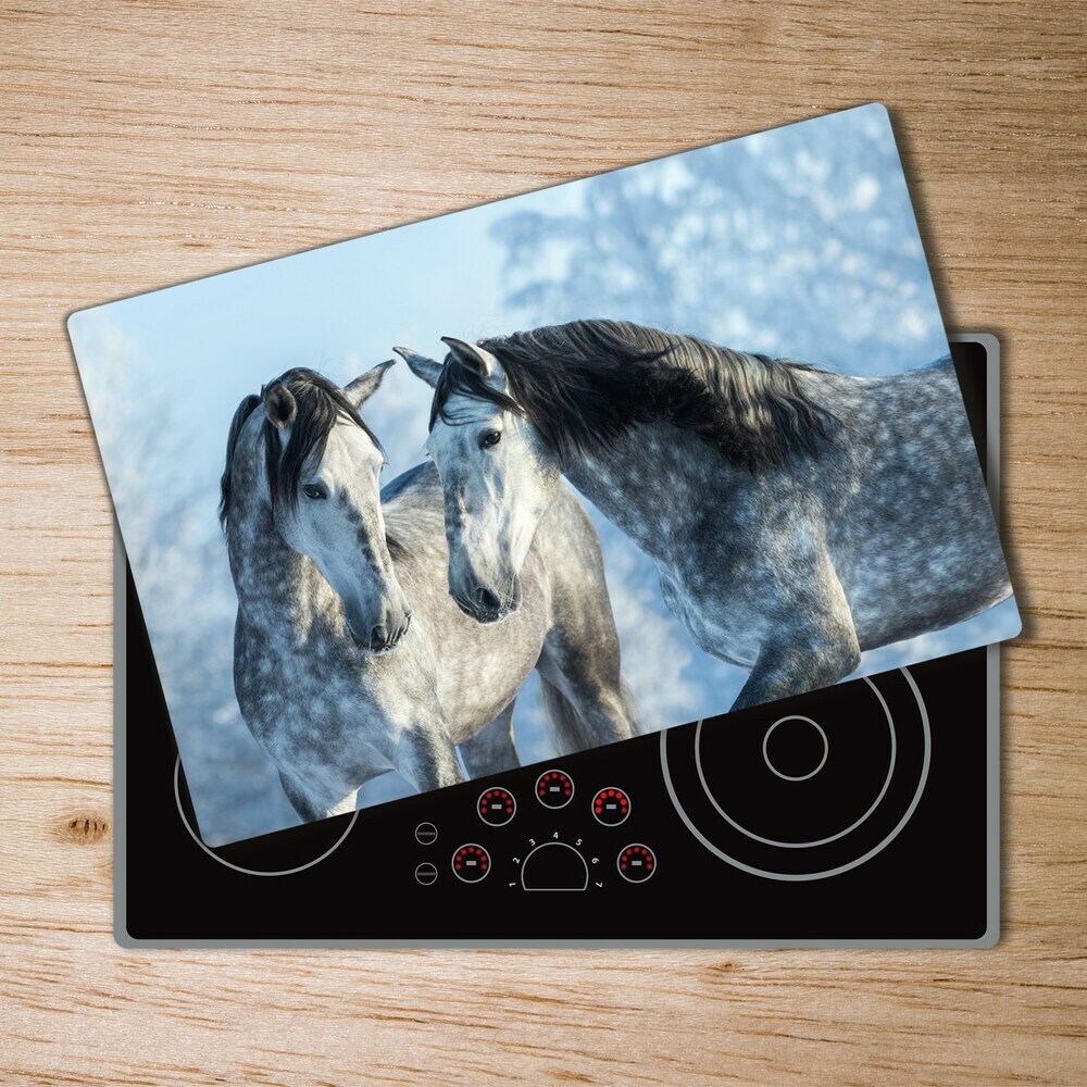 Cutting board Gray horses in winter