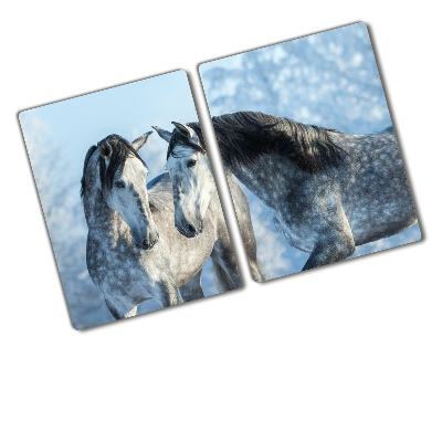 Cutting board Gray horses in winter