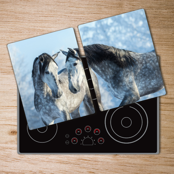 Cutting board Gray horses in winter