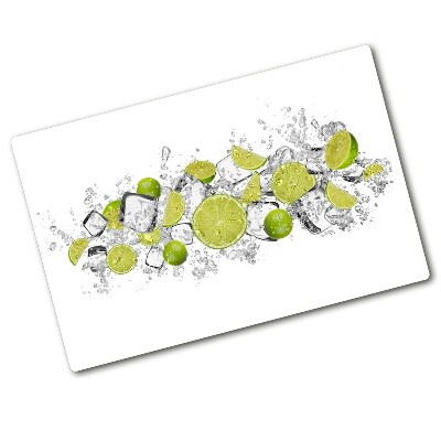 Chopping board glass Ice dice lime