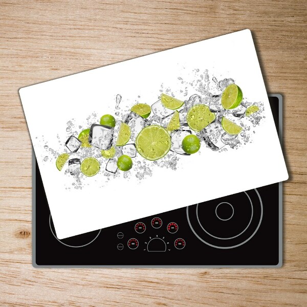 Chopping board glass Ice dice lime