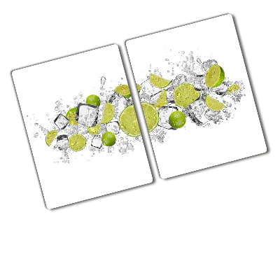 Chopping board glass Ice dice lime