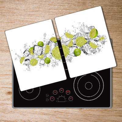 Chopping board glass Ice dice lime