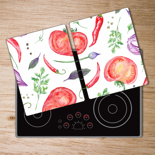 Chopping board glass Tomato and spices