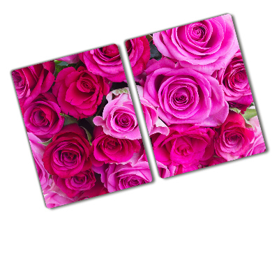 Chopping board glass A bouquet of pink roses