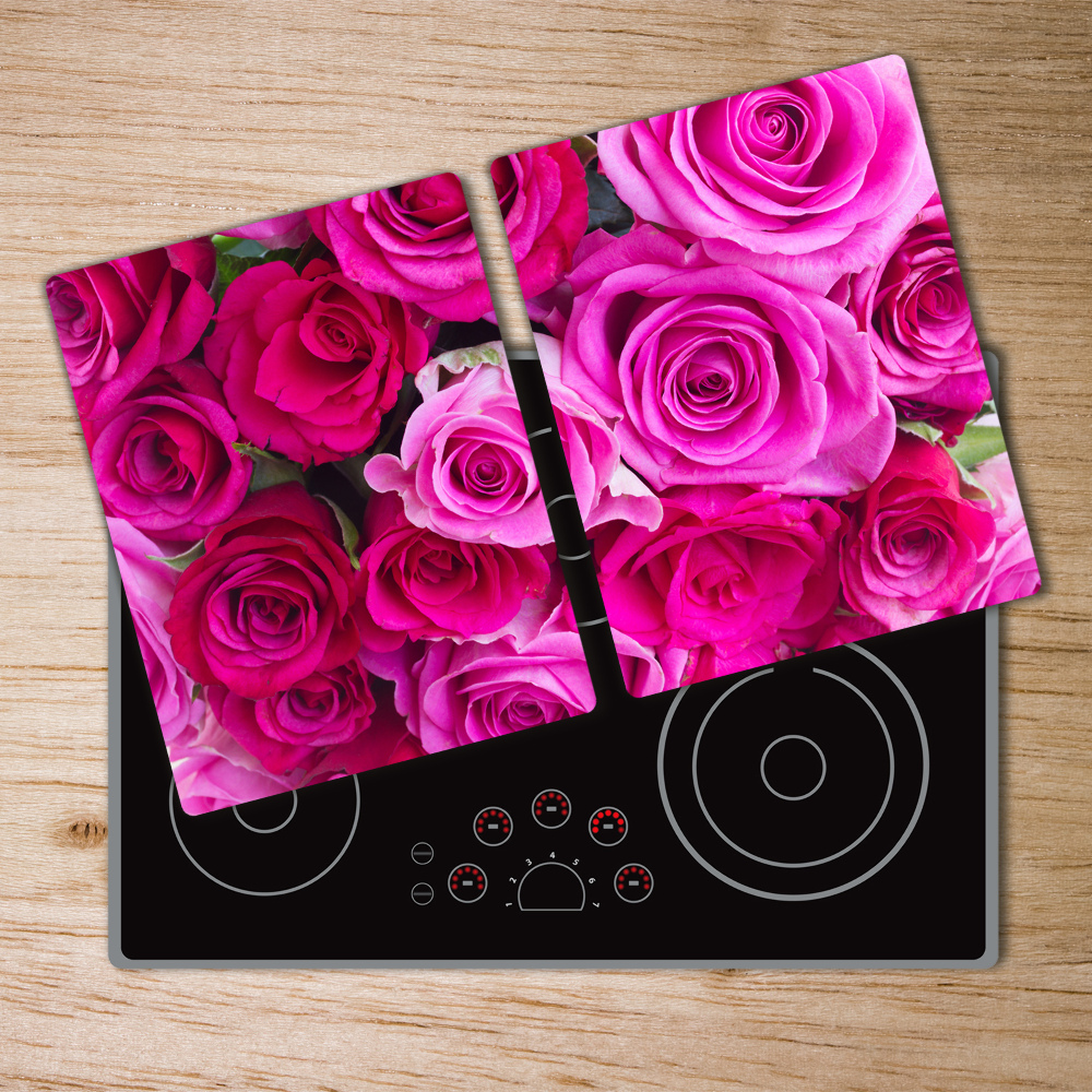 Chopping board glass A bouquet of pink roses