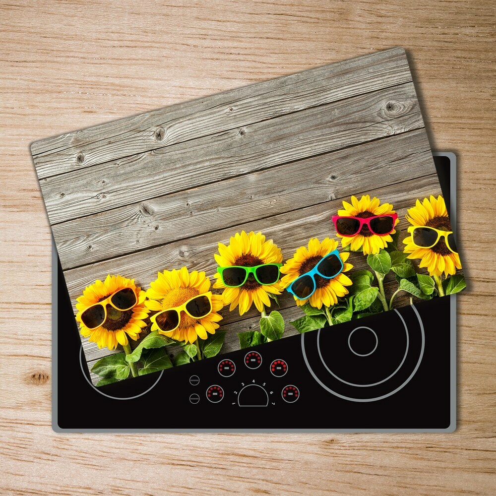 Chopping board glass Sunflowers