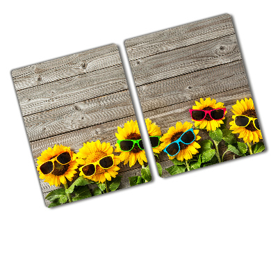 Chopping board glass Sunflowers