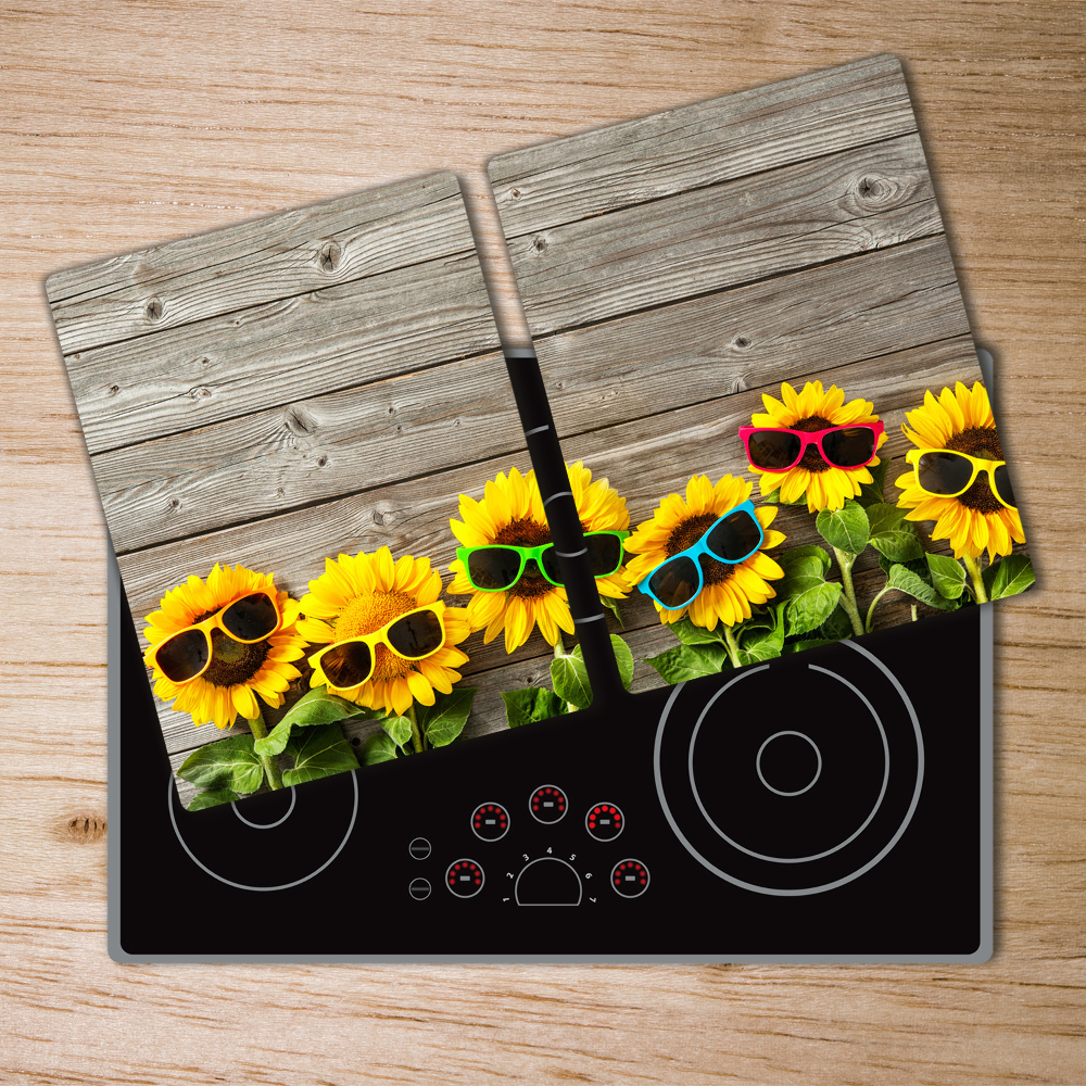 Chopping board glass Sunflowers