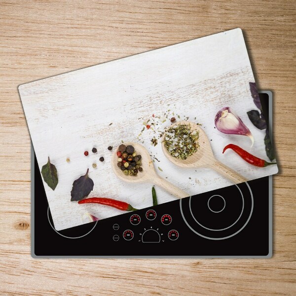 Chopping board glass Vegetables and spices