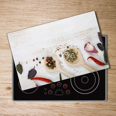 Chopping board glass Vegetables and spices