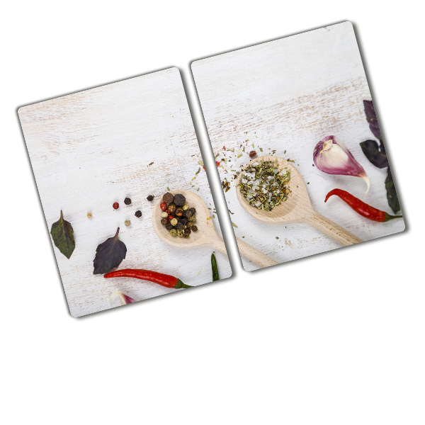 Chopping board glass Vegetables and spices