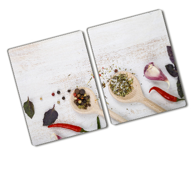 Chopping board glass Vegetables and spices