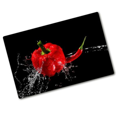 Glass chopping board Red peppers