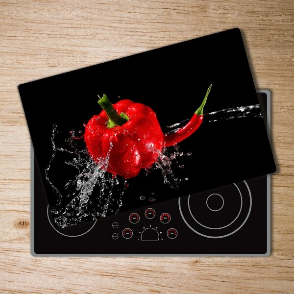 Glass chopping board Red peppers