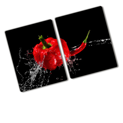 Glass chopping board Red peppers