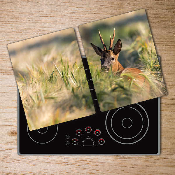 Glass chopping board Deer in the field