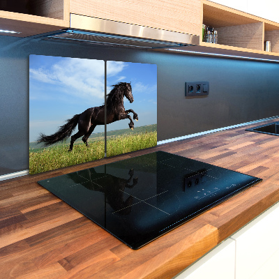 Chopping board Black horse in the meadow