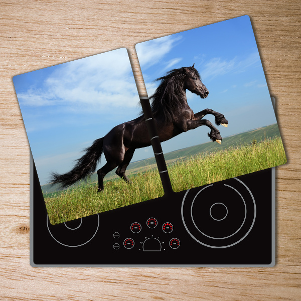 Chopping board Black horse in the meadow