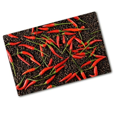 Chopping board glass Chilli peppers