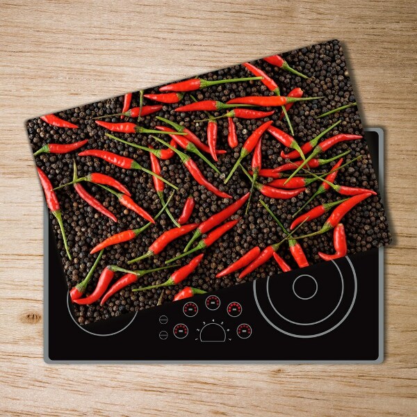 Chopping board glass Chilli peppers