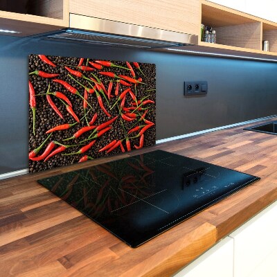 Chopping board glass Chilli peppers