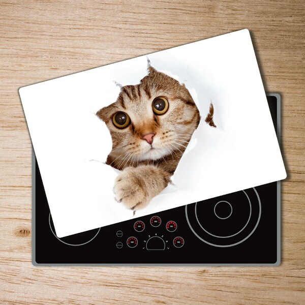 Glass chopping board Cat